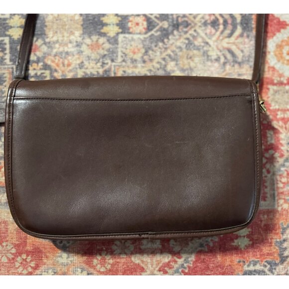 Vintage Coach Brown Leather Turnlock Flap Crossbody Bag USA Hangtag 9655 - Picture 9 of 16